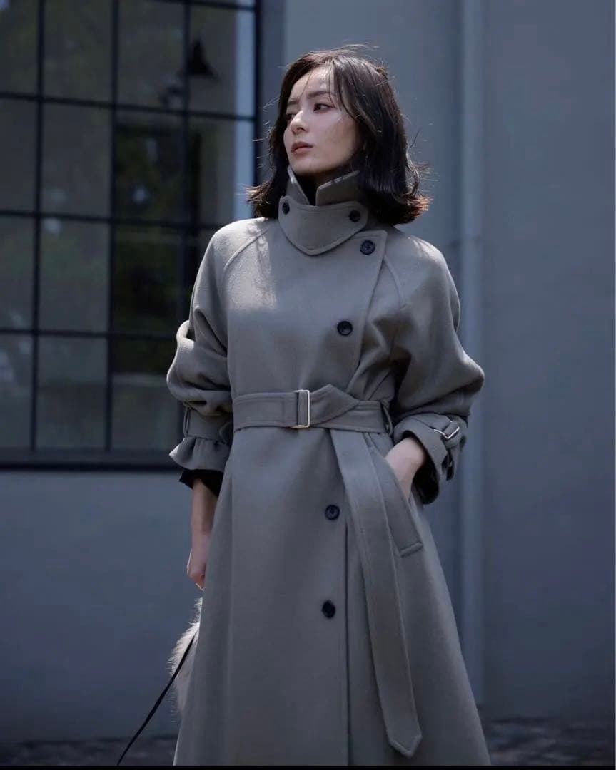 【新品未使用】anuans ウールトレンチコート　アニュアンス　ブルーグレー