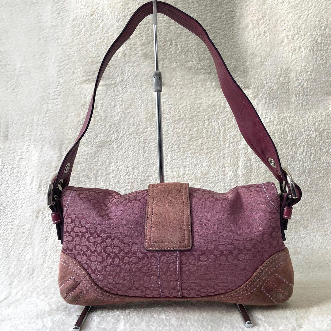 【稀少色/美品】 コーチ ワンショルダー ソーホー シグネチャー パープル