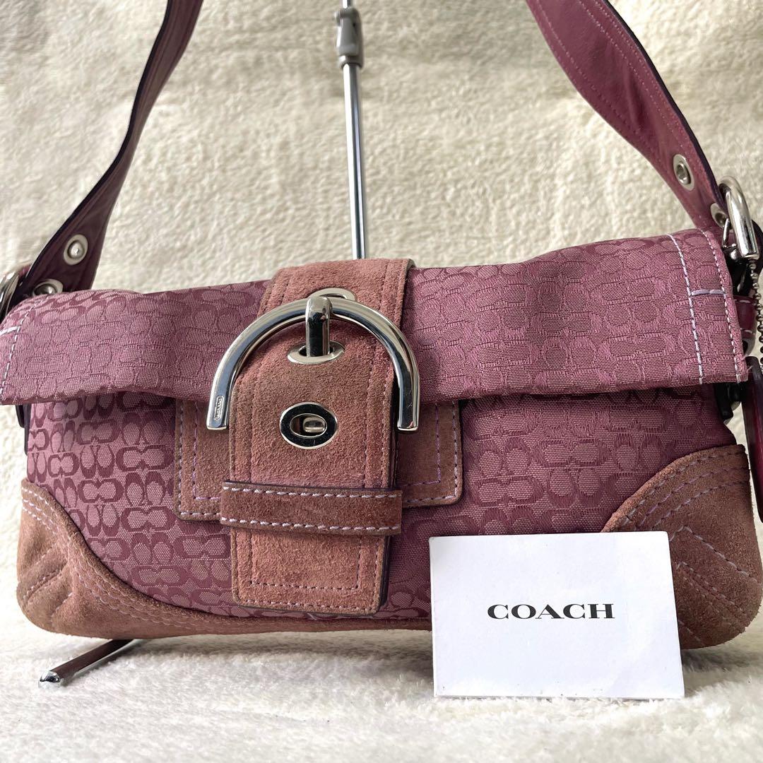 【稀少色/美品】 コーチ ワンショルダー ソーホー シグネチャー パープル