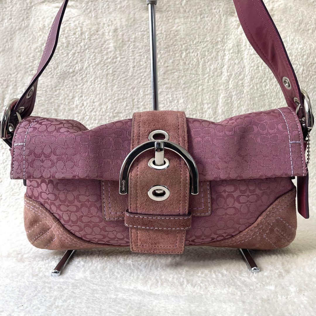 【稀少色/美品】 コーチ ワンショルダー ソーホー シグネチャー パープル