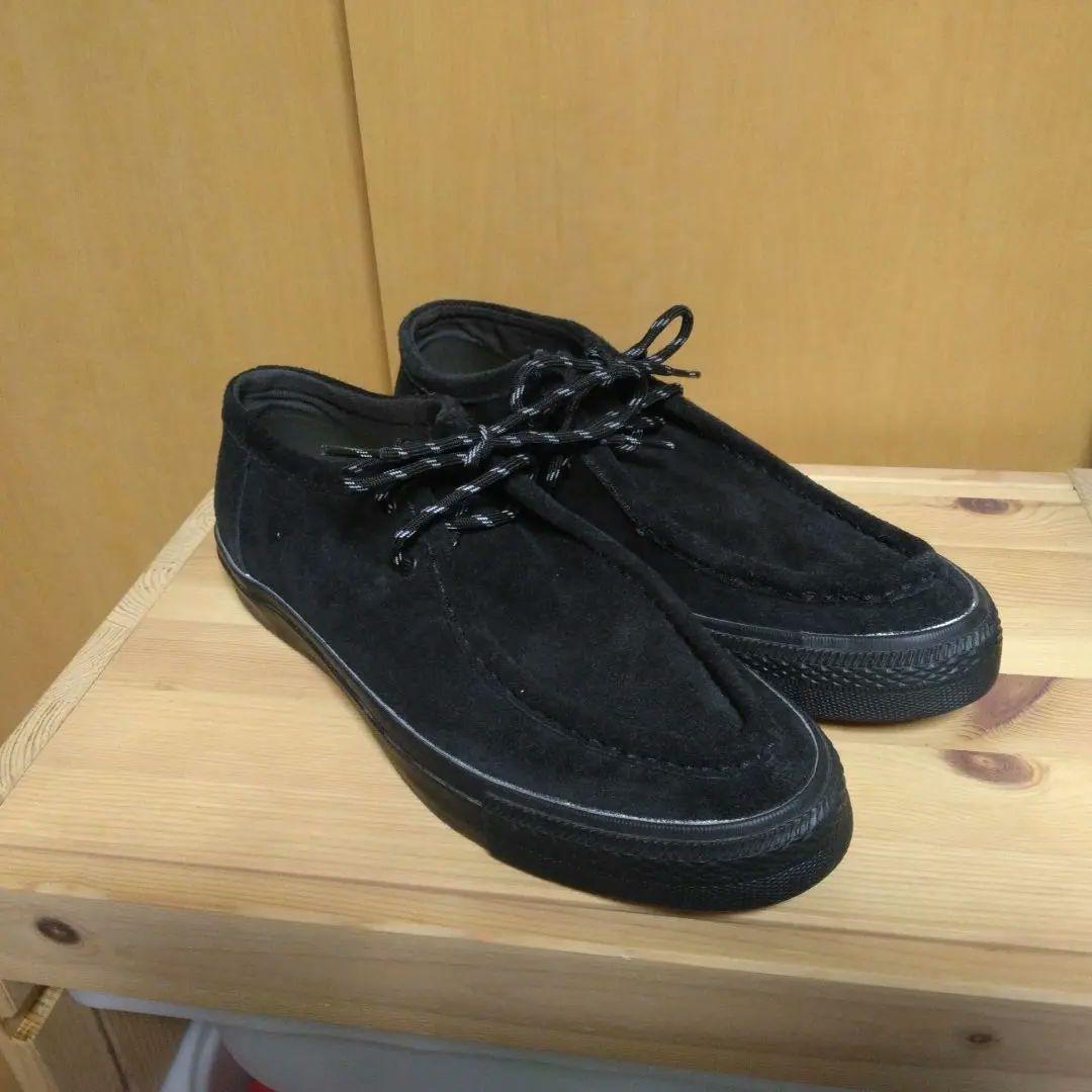 黒 スエード モカシン 編みひも付き