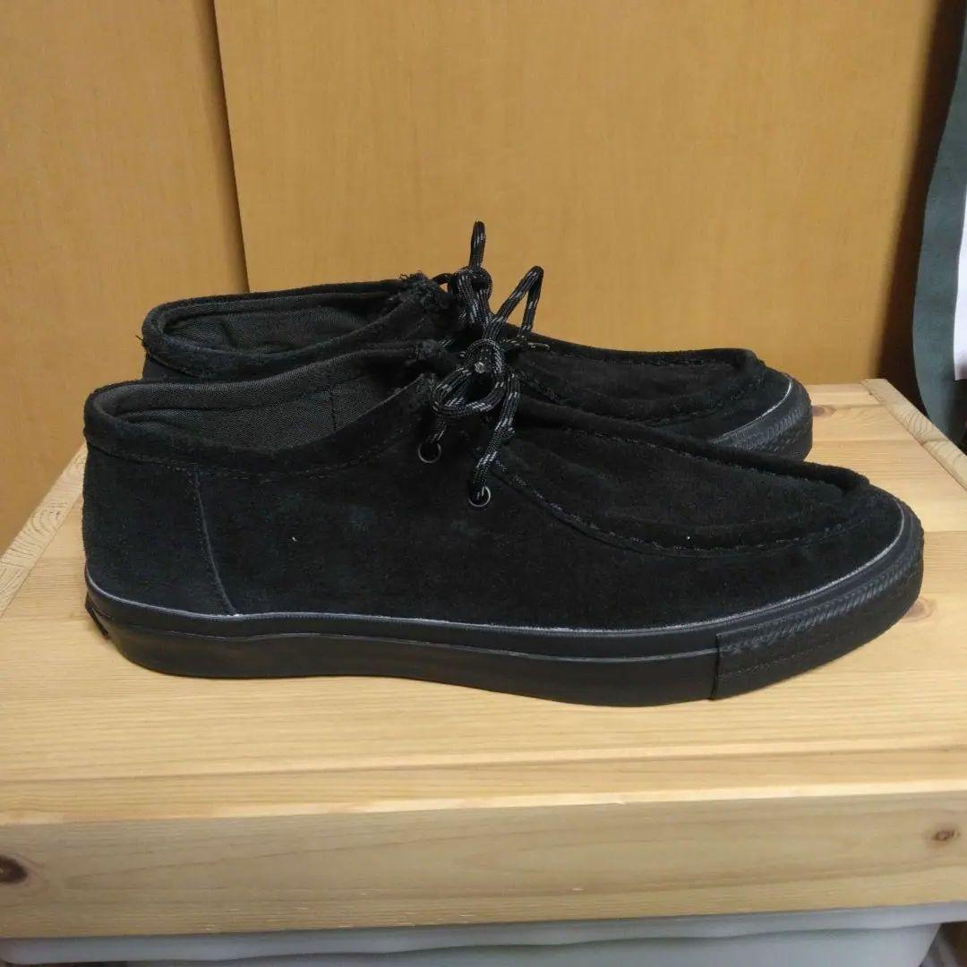 黒 スエード モカシン 編みひも付き
