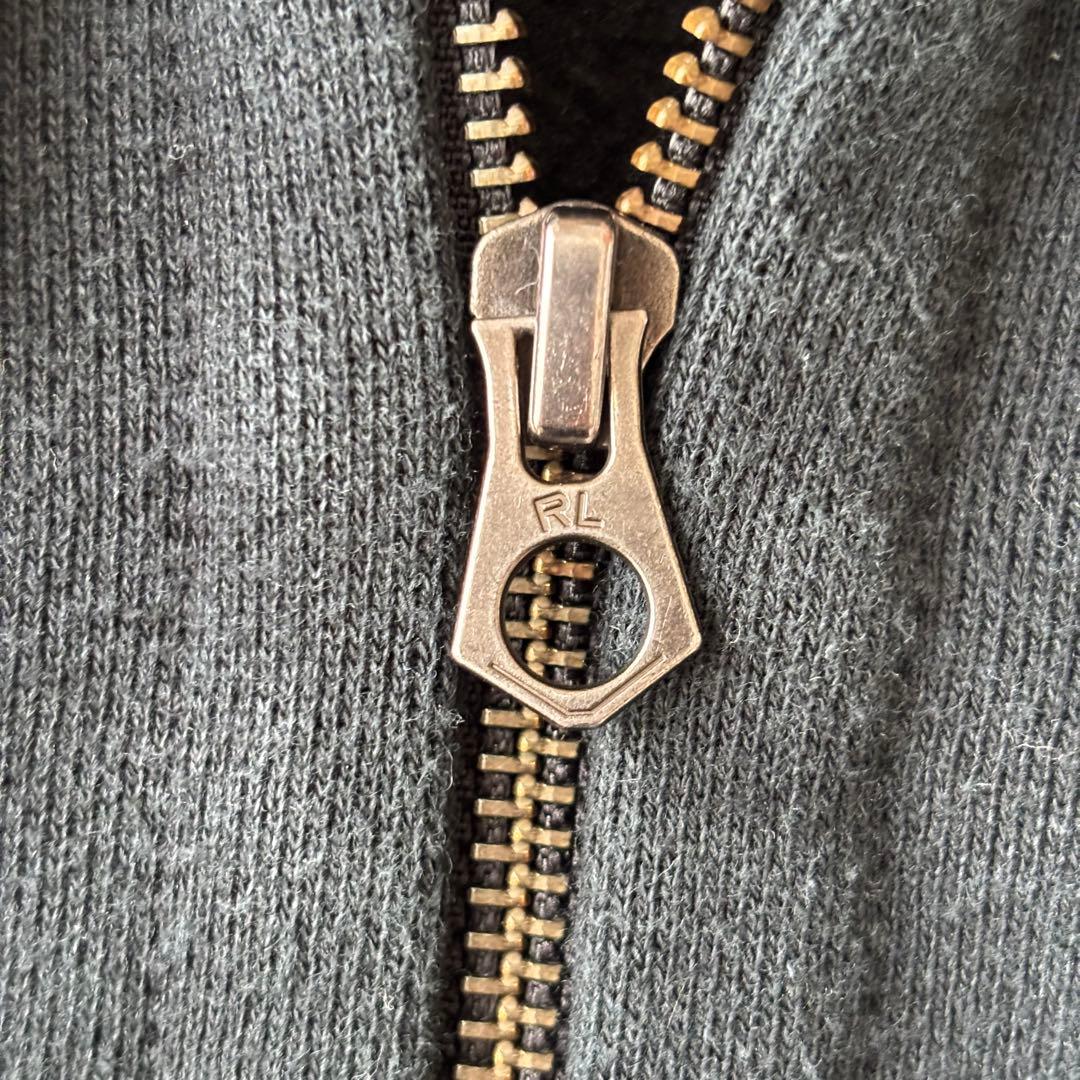 ラルフローレン　ビッグポニー　パーカー　裏起毛　ワッフル　刺繍入り　ブラック