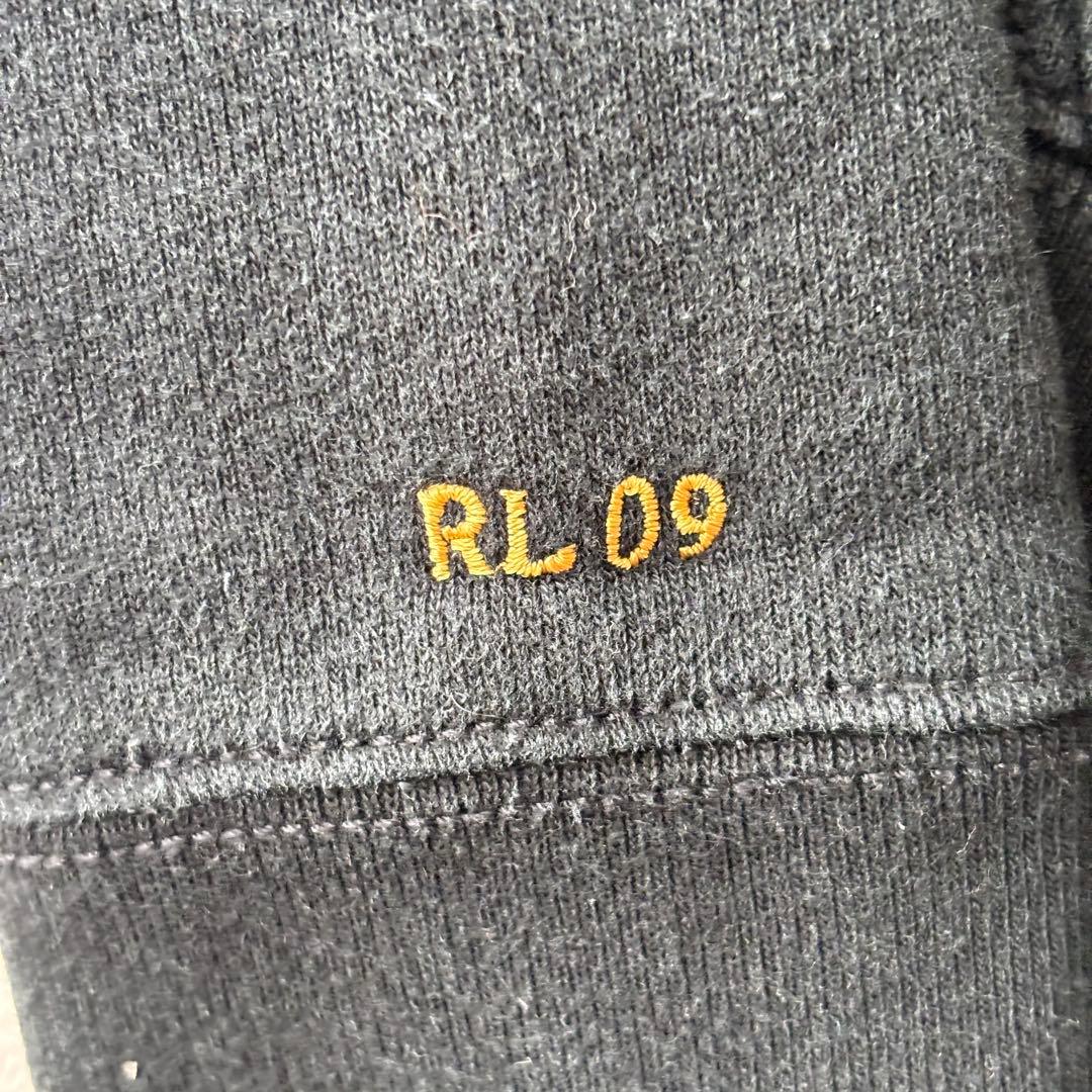 ラルフローレン　ビッグポニー　パーカー　裏起毛　ワッフル　刺繍入り　ブラック