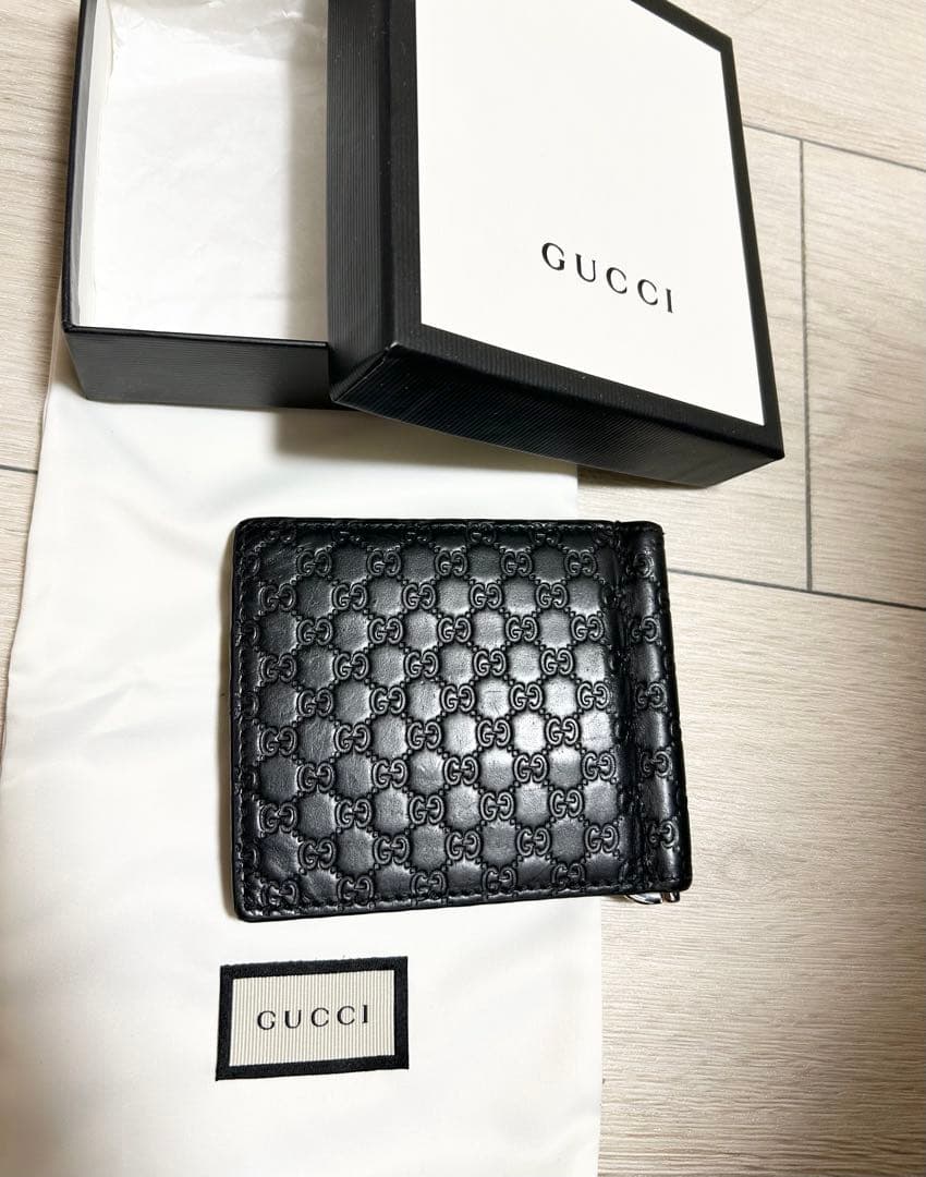 グッチ　GUCCI　マネークリップ　札入れ　小銭入れ　レザー　ブラック　セット売