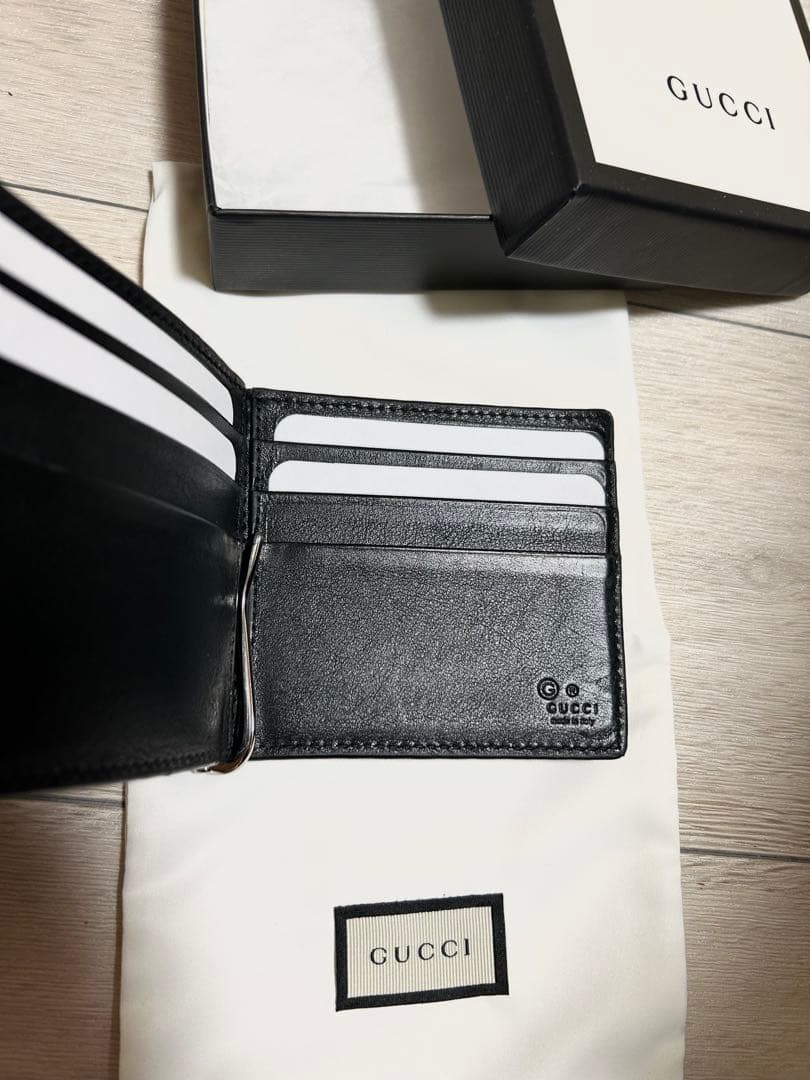 グッチ　GUCCI　マネークリップ　札入れ　小銭入れ　レザー　ブラック　セット売