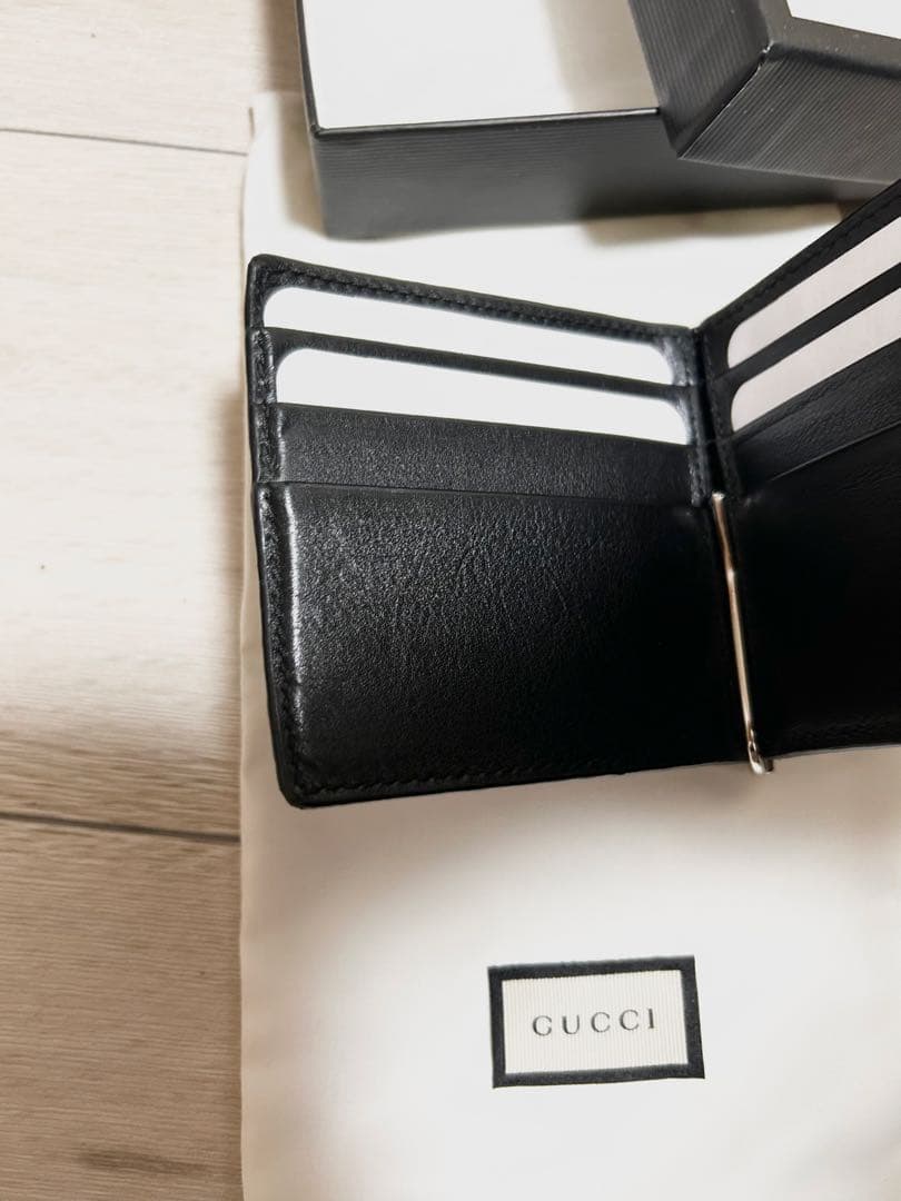 グッチ　GUCCI　マネークリップ　札入れ　小銭入れ　レザー　ブラック　セット売