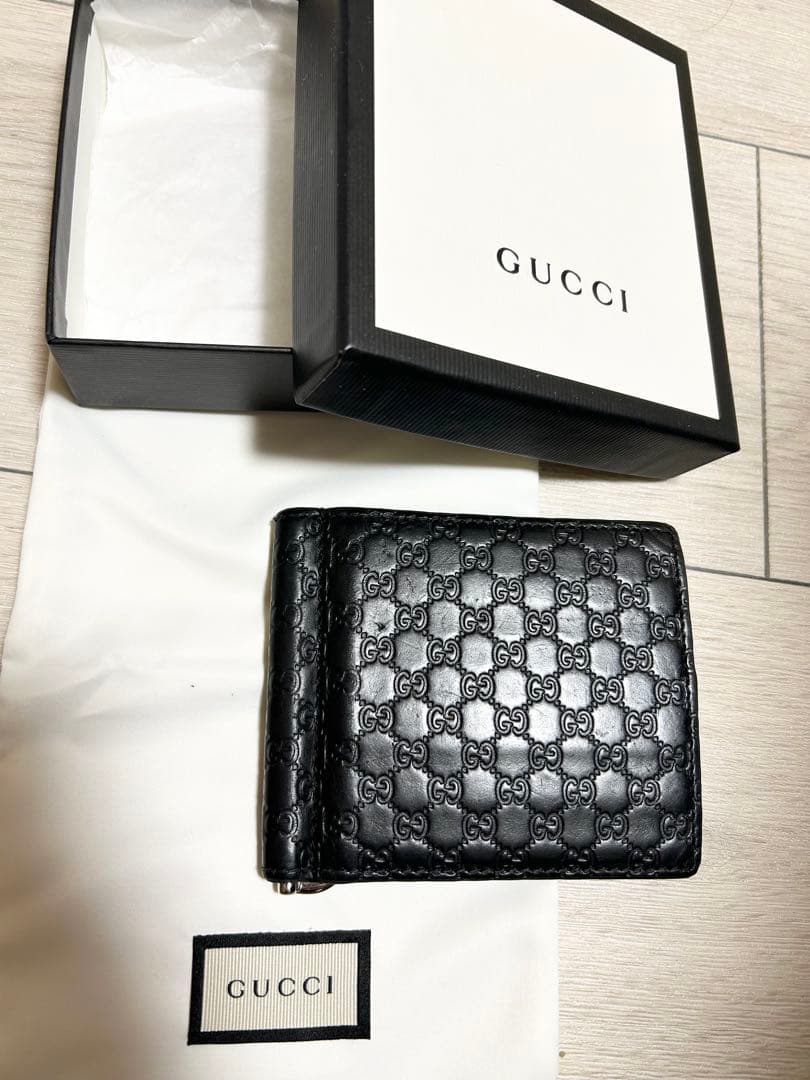 グッチ　GUCCI　マネークリップ　札入れ　小銭入れ　レザー　ブラック　セット売