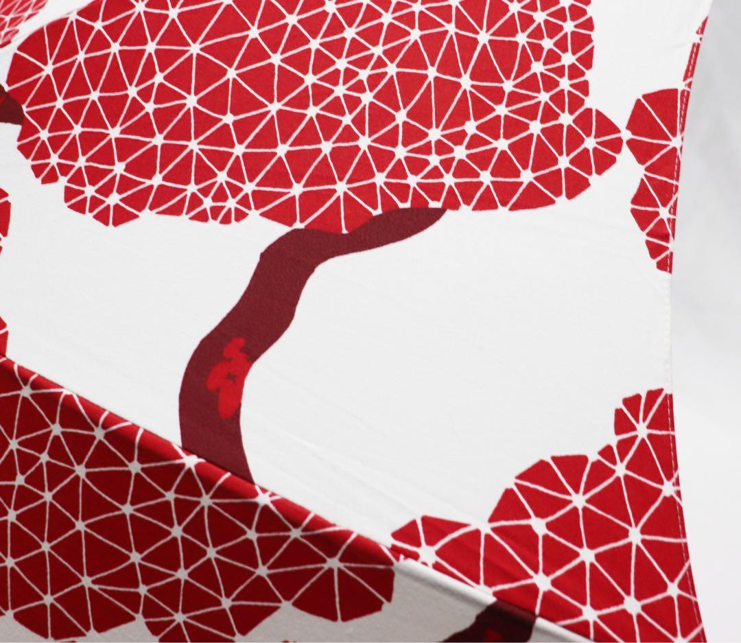 新品 日本製 赤と白のコントラストが美しい 上品和柄 高級長傘 UV加工 日傘