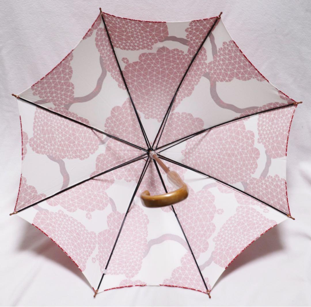 新品 日本製 赤と白のコントラストが美しい 上品和柄 高級長傘 UV加工 日傘