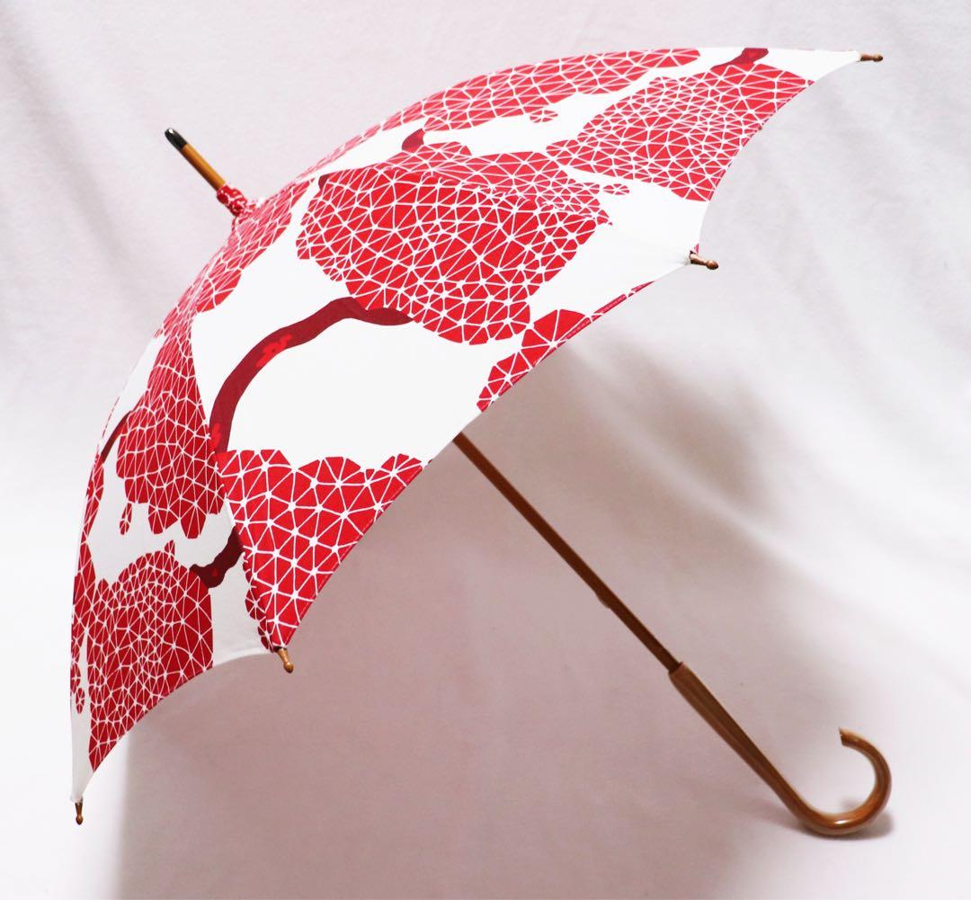 新品 日本製 赤と白のコントラストが美しい 上品和柄 高級長傘 UV加工 日傘