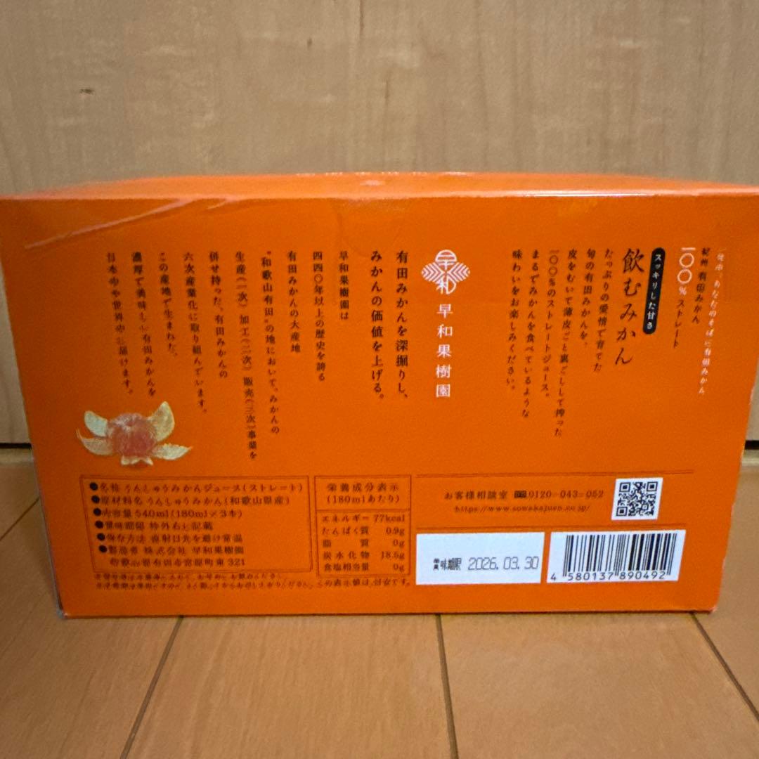 早和果樹園　紀州　有田みかん　100％　ストレート　飲むみかん　30本セット