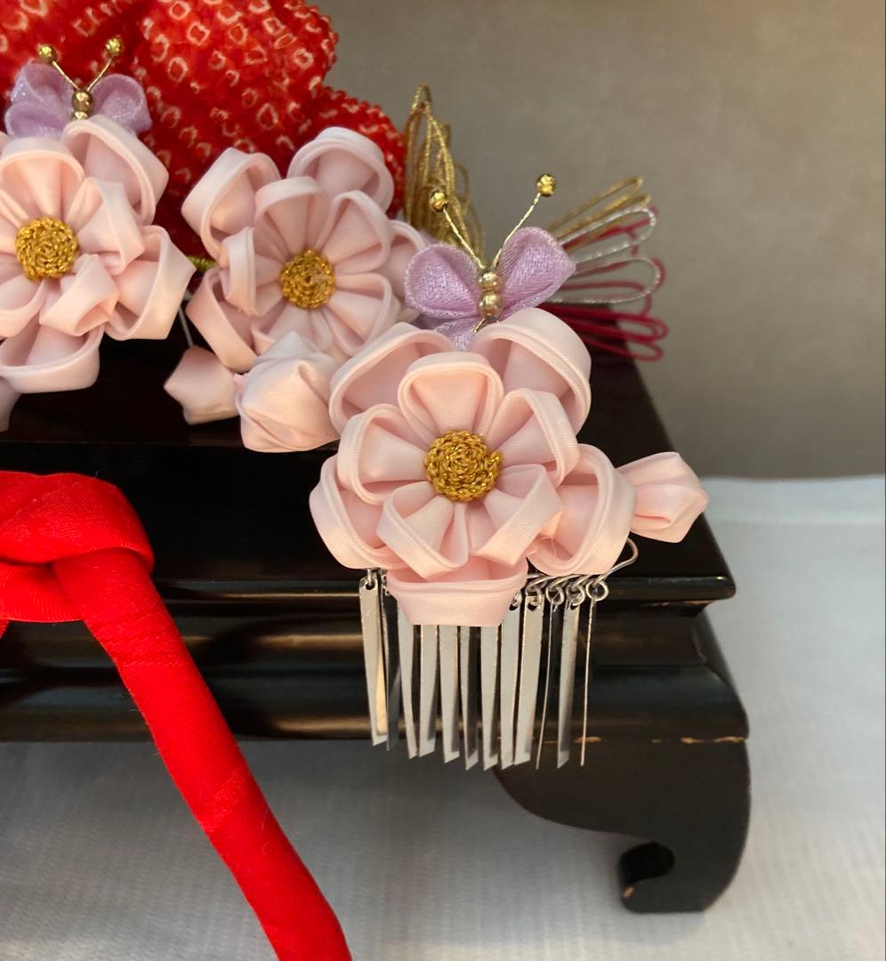 専用　七五三　舞妓さんみたいな勝山簪　八重梅　後挿し　玉簪　③ちんころ①鹿の子