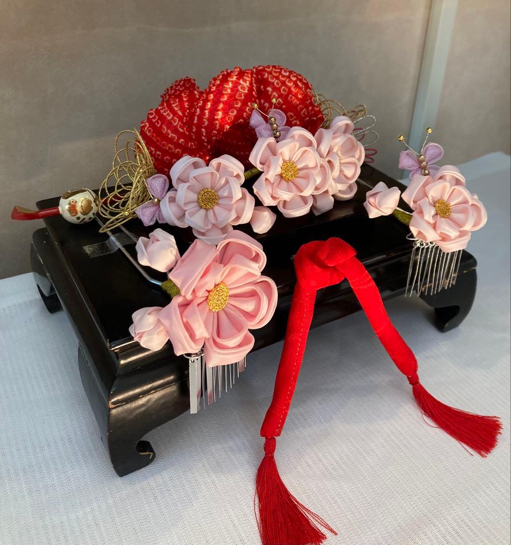 専用　七五三　舞妓さんみたいな勝山簪　八重梅　後挿し　玉簪　③ちんころ①鹿の子