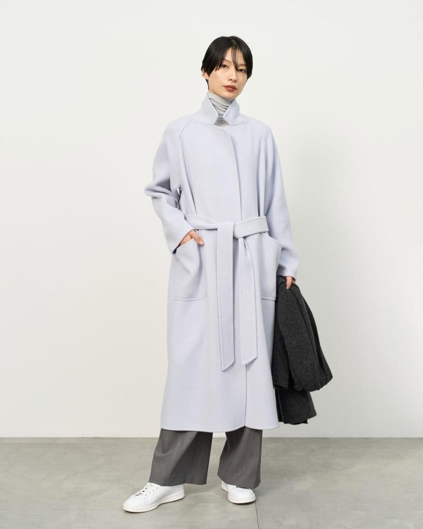 【週末限定お値引き】SOÉJU ウールリバーローブコート 　ライトブルー