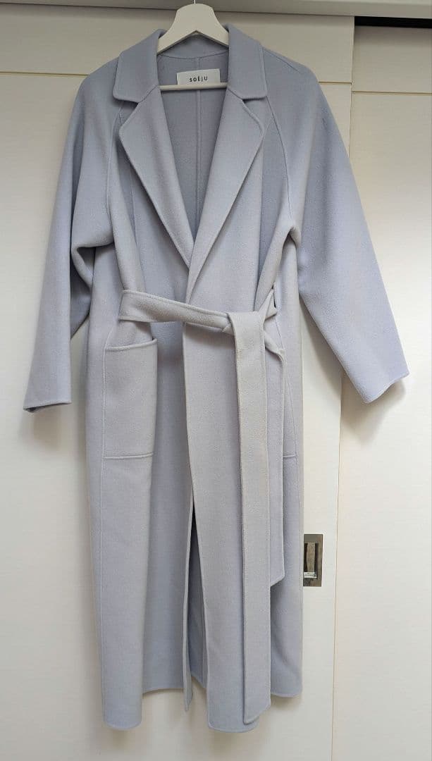 【週末限定お値引き】SOÉJU ウールリバーローブコート 　ライトブルー