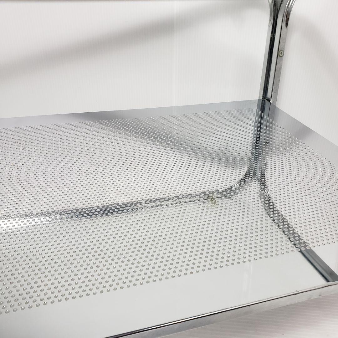 レトロ　ガラステーブル　センターテーブル　シルバー　アイアンフレーム