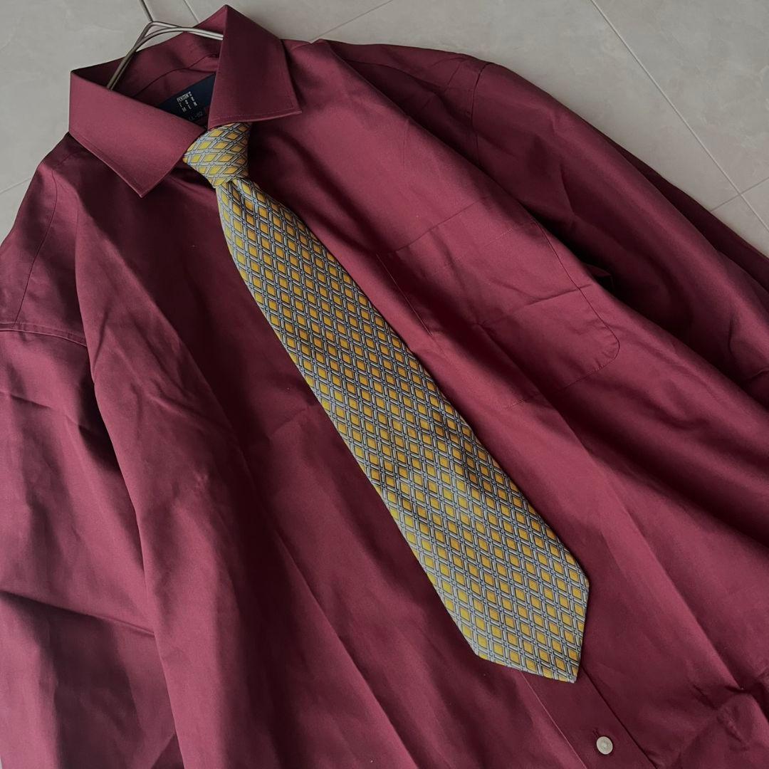 90s ダブルスーツ YSLネクタイ シャツ ピンズ 豪華5点セット