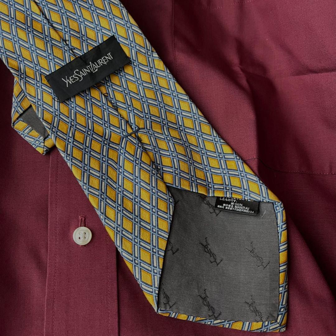 90s ダブルスーツ YSLネクタイ シャツ ピンズ 豪華5点セット