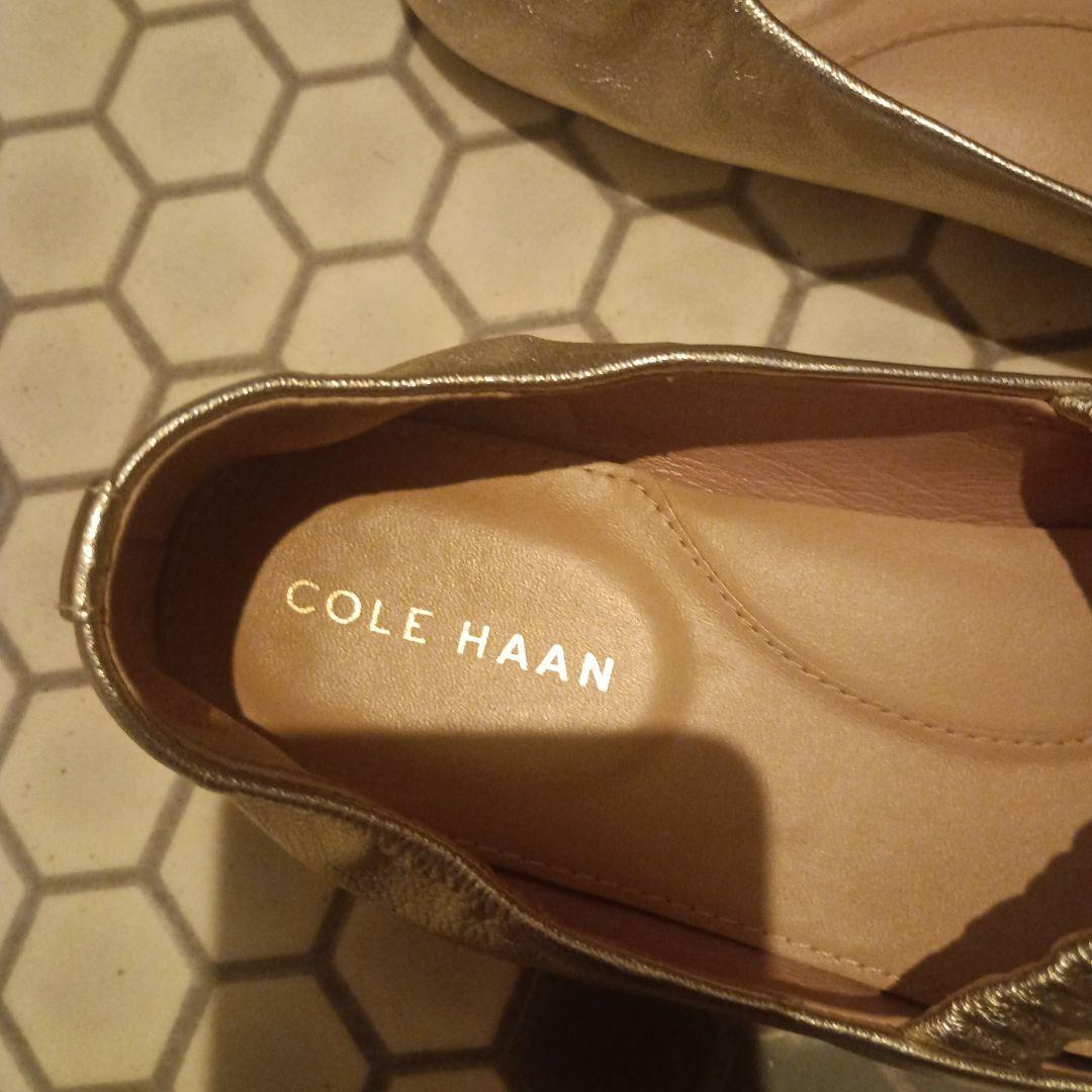 美品コールハーン☆ゴールドバレエシューズ7,5☆24,5☆リアルレザー