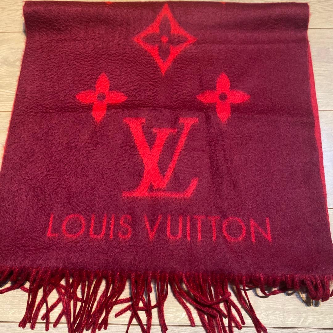 美品　LOUIS VUITTON レッド ストール マフラー 即日発送　ゆなさま