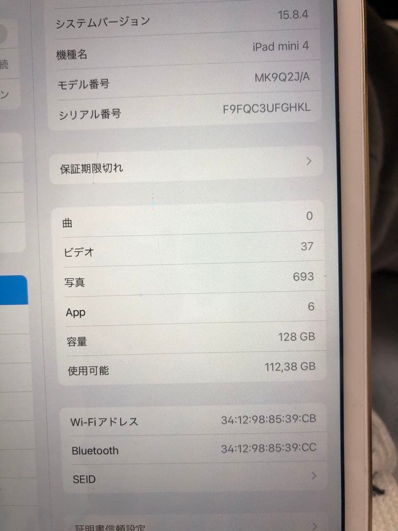 iPad本体 iPad mini A1538