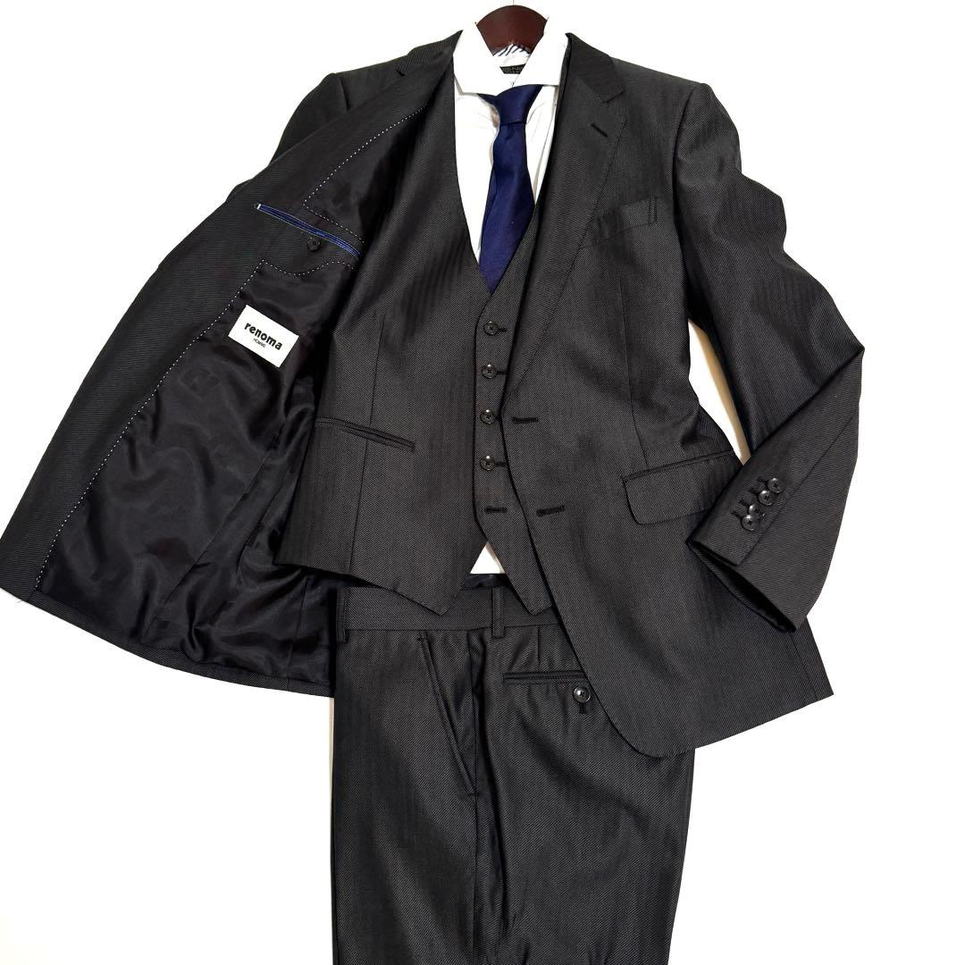 極美品 renoma HOMME スリーピース スーツ セットアップ L レノマ