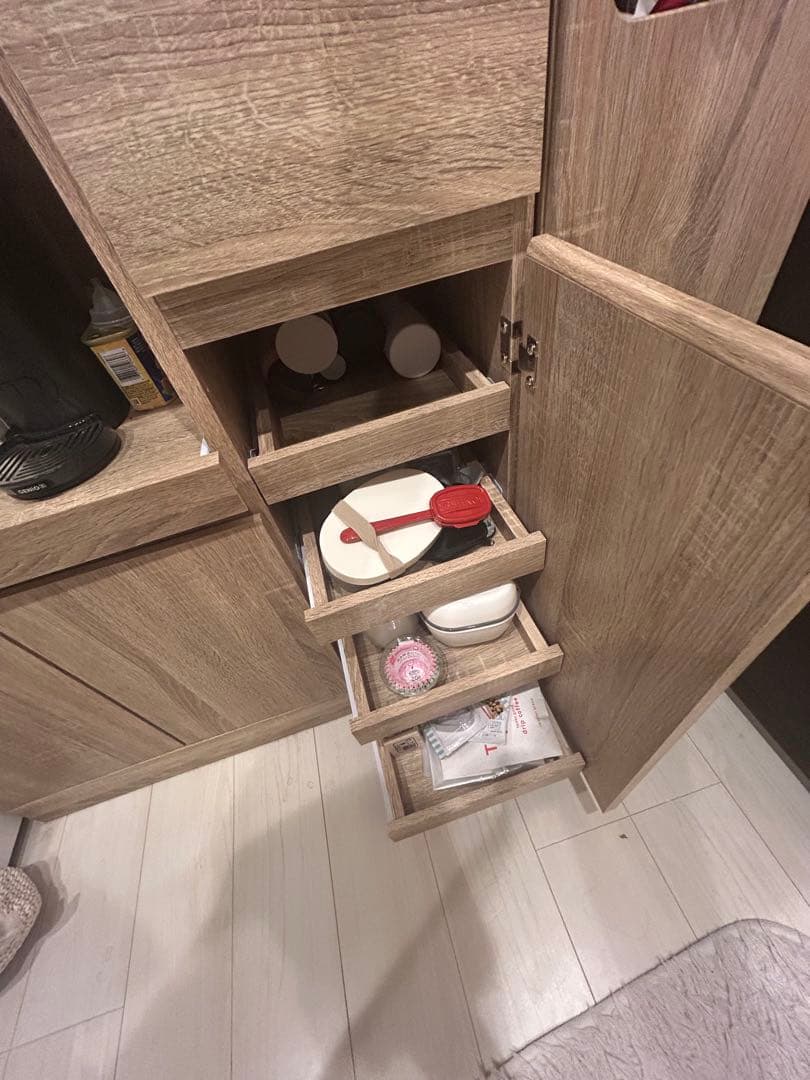 【PEKOPOKO☆】LOWYA 食器棚 レンジ台 幅90cm