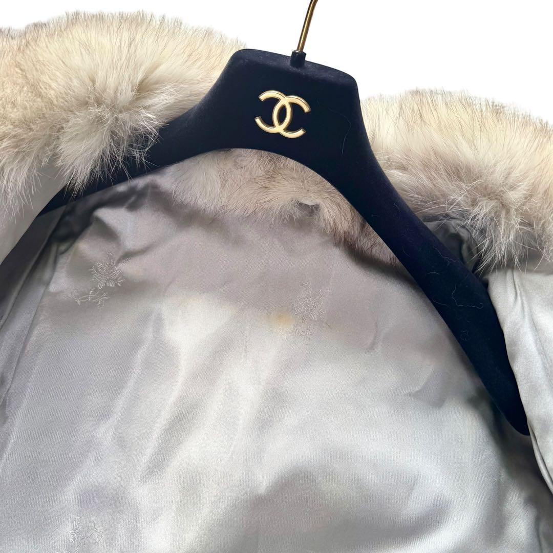 ボリューム◎ブルーフォックス　ファーコート　本毛皮　リアルファー　毛並み良好