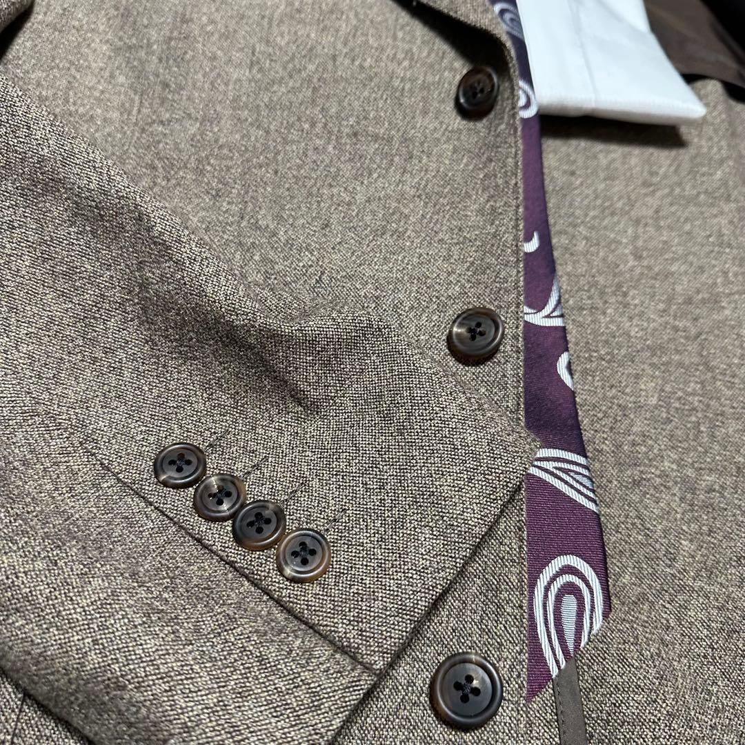 未使用級美品　希少　ジェイプレス　ツイード系セットアップスーツ　ブラウン　AB7