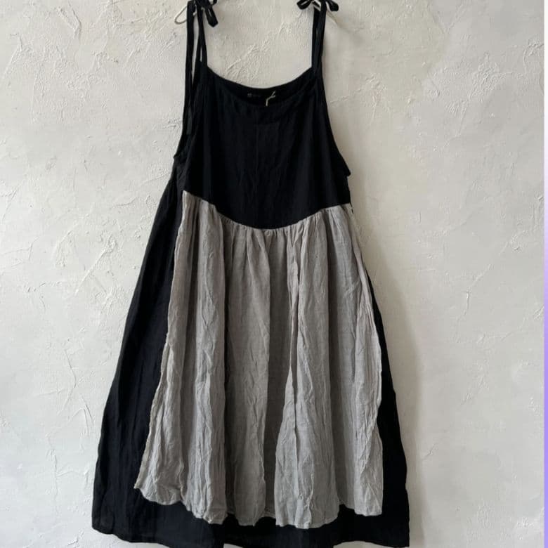 ハンドメイド作家さま☆リネン りぼんのわたぐもキャミワンピース