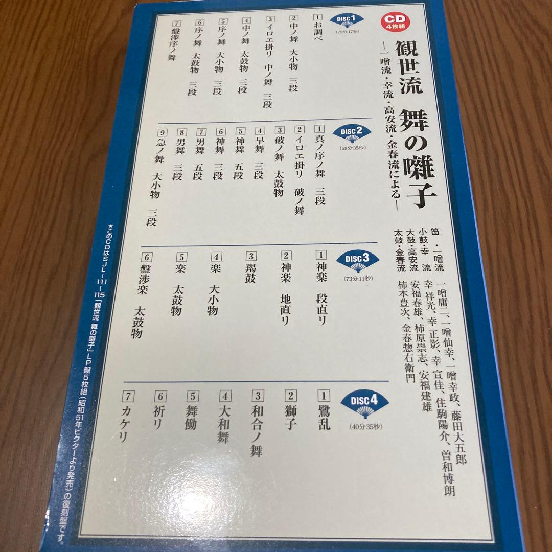 CD4枚組　観世流　舞の囃子　一噌流・幸流・高安流・金春流