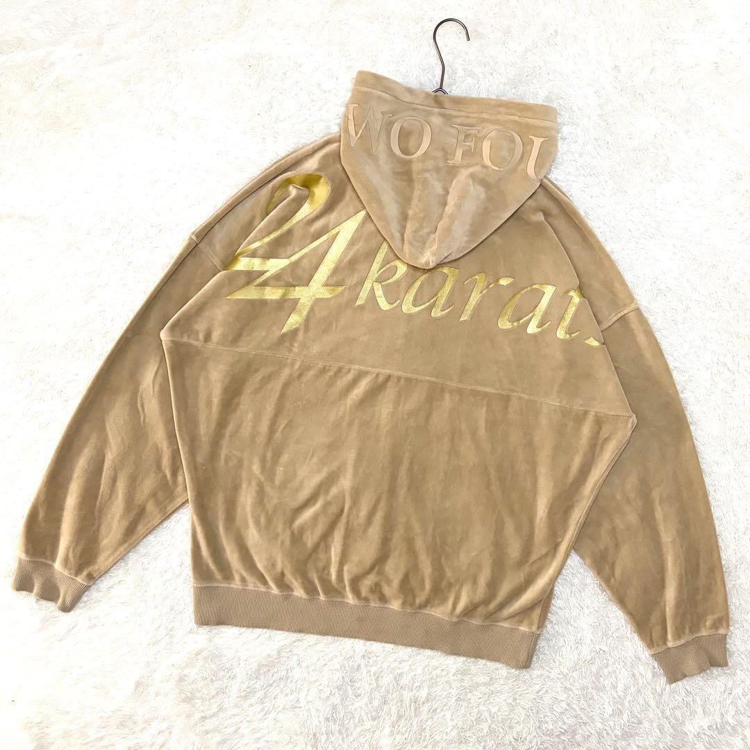 24karats ジャージ セットアップ ベロア ゴールドロゴ ベージュ XL