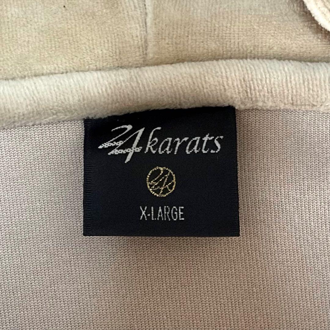 24karats ジャージ セットアップ ベロア ゴールドロゴ ベージュ XL