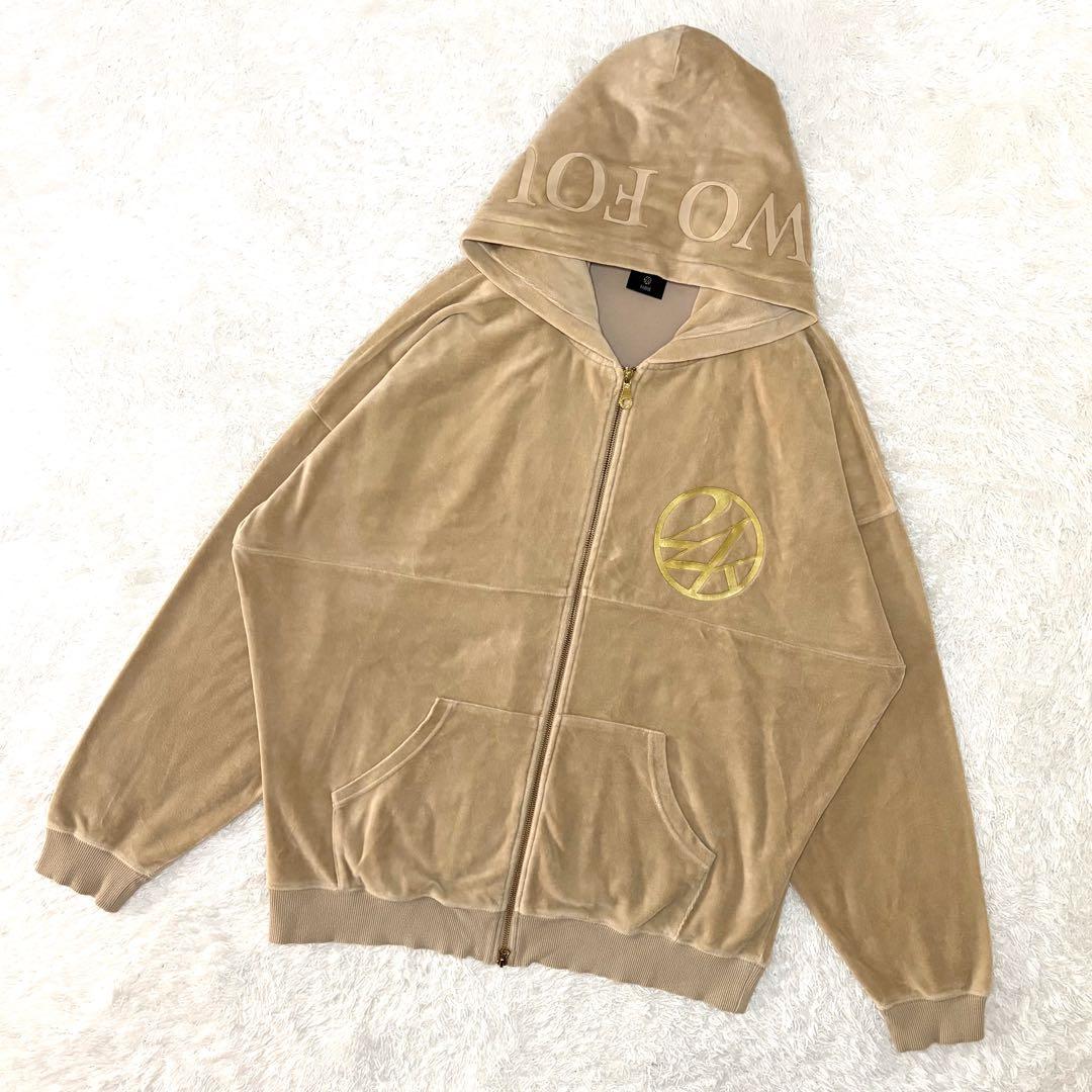 24karats ジャージ セットアップ ベロア ゴールドロゴ ベージュ XL
