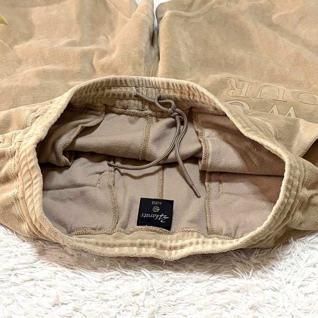 24karats ジャージ セットアップ ベロア ゴールドロゴ ベージュ XL