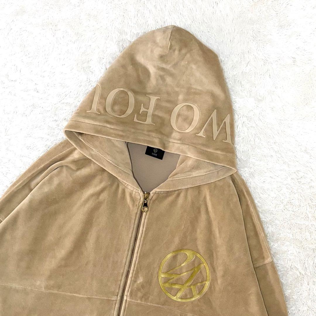 24karats ジャージ セットアップ ベロア ゴールドロゴ ベージュ XL