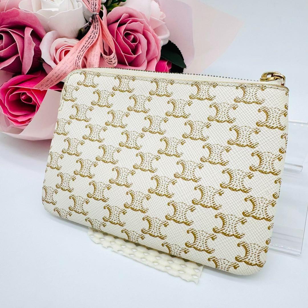 CELINE  トリオンフキャンバス キーリング付小銭入れ PVC 115