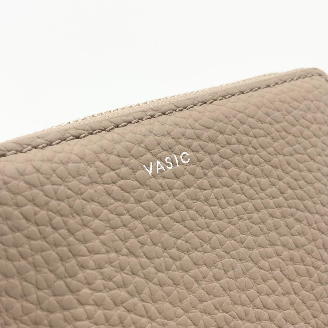 未使用級　vasic ROUND MINI 折り財布　ノット　レザー　ストーン