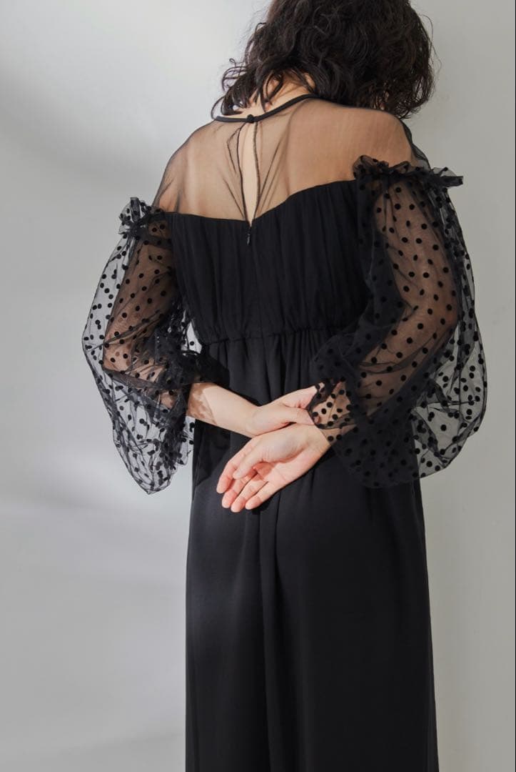 フロッキードットパンツドレス オールインワン