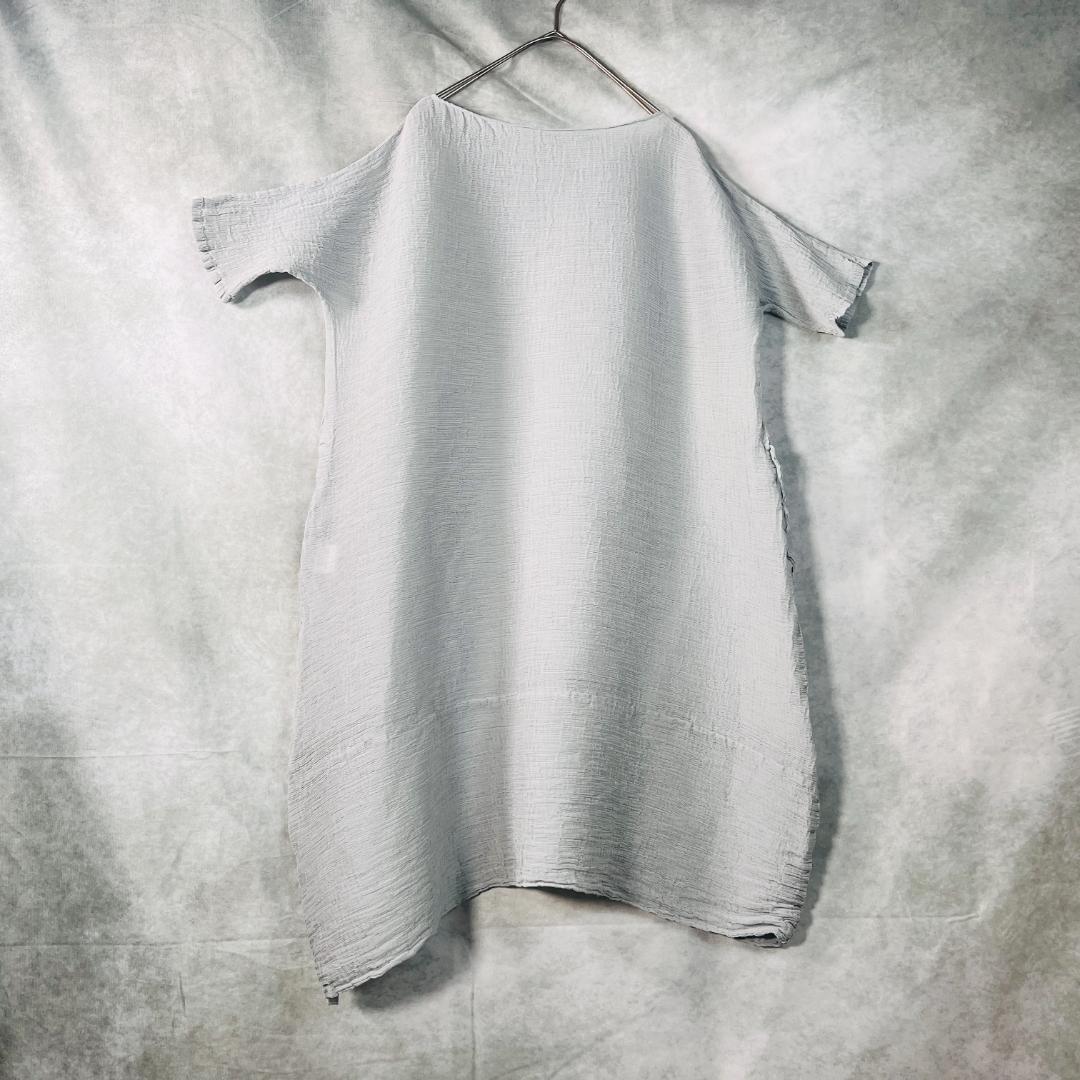 【美品★イッセイミヤケ】 変形プリーツチュニック グレー系 フリーサイズ me