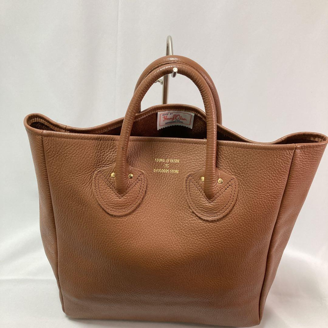 【美品】ヤングアンドオルセン トートバッグ エンボス レザー M ブラウン