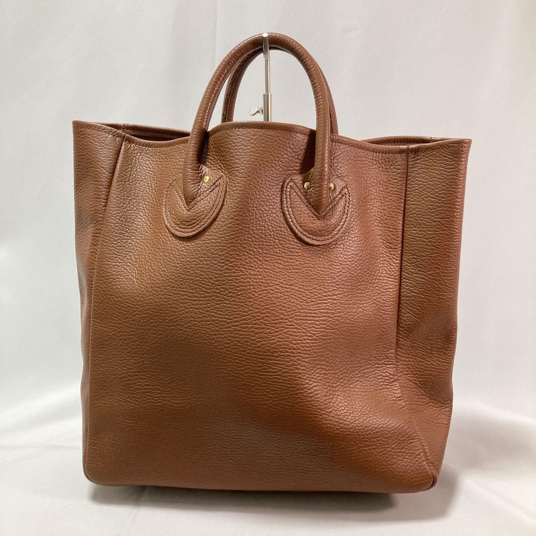 【美品】ヤングアンドオルセン トートバッグ エンボス レザー M ブラウン