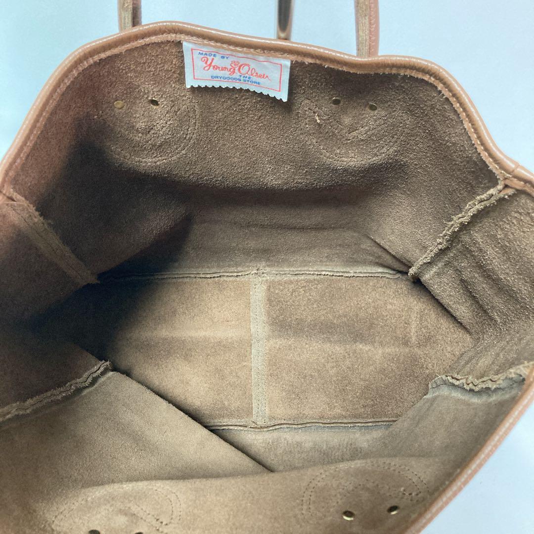 【美品】ヤングアンドオルセン トートバッグ エンボス レザー M ブラウン