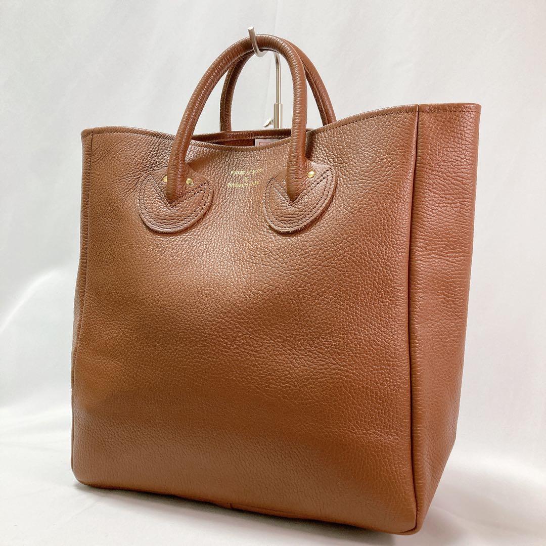 【美品】ヤングアンドオルセン トートバッグ エンボス レザー M ブラウン