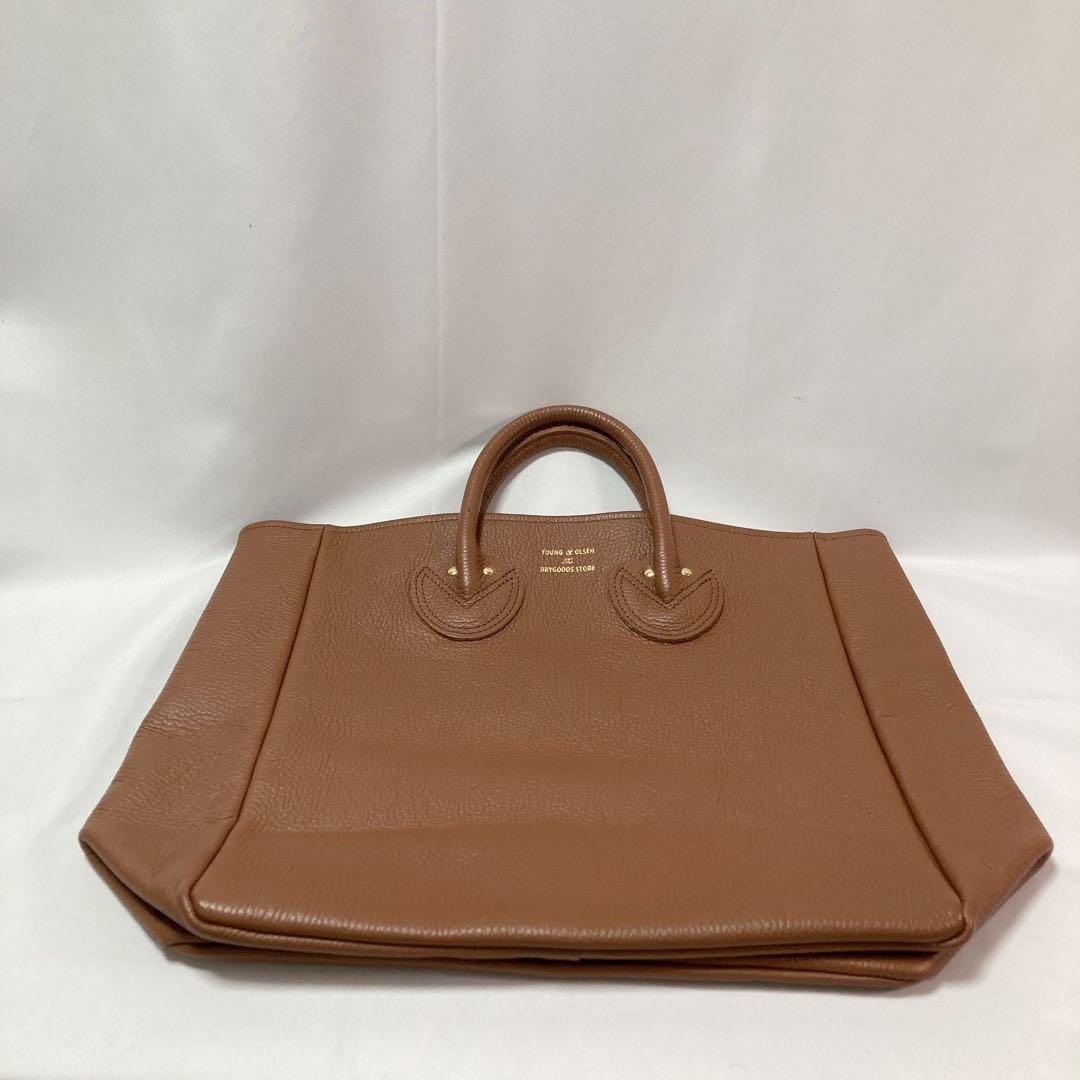 【美品】ヤングアンドオルセン トートバッグ エンボス レザー M ブラウン