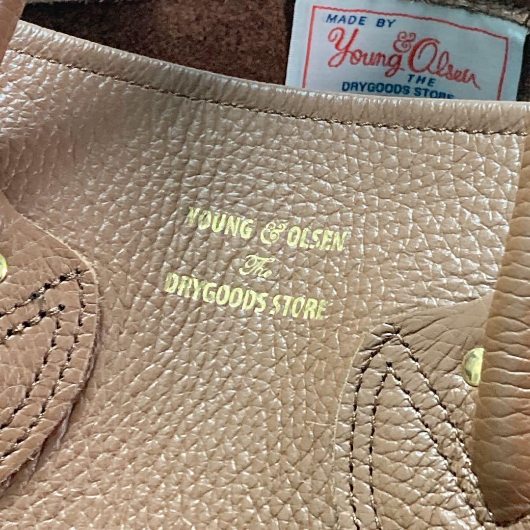 【美品】ヤングアンドオルセン トートバッグ エンボス レザー M ブラウン