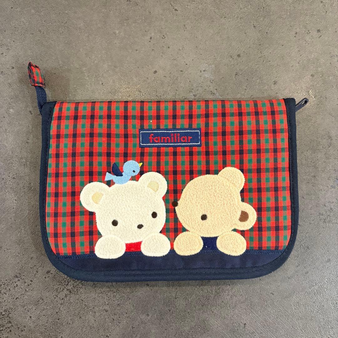 ファミリア　familiar 母子手帳ケース　チェック　ワッペン　刺繍