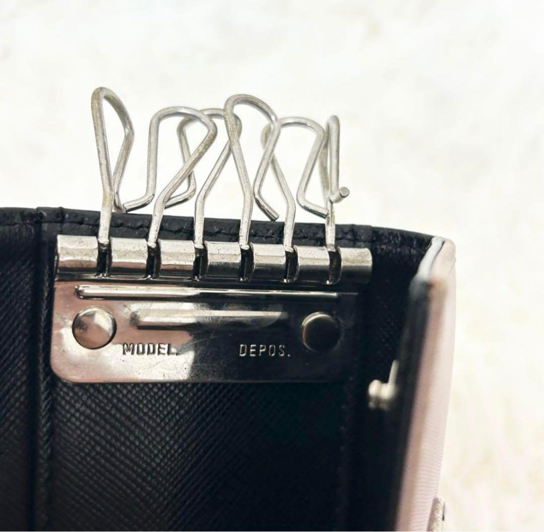 希少カラー✨プラダ　キーケース　6連　ナイロン×レザー　ピンク　ブラック