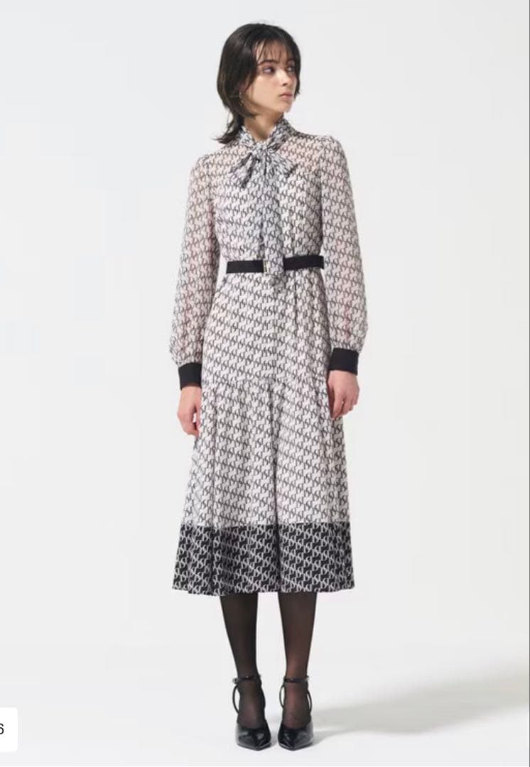 GRACE CONTINENTAL モノグラムプリントレイヤードワンピース